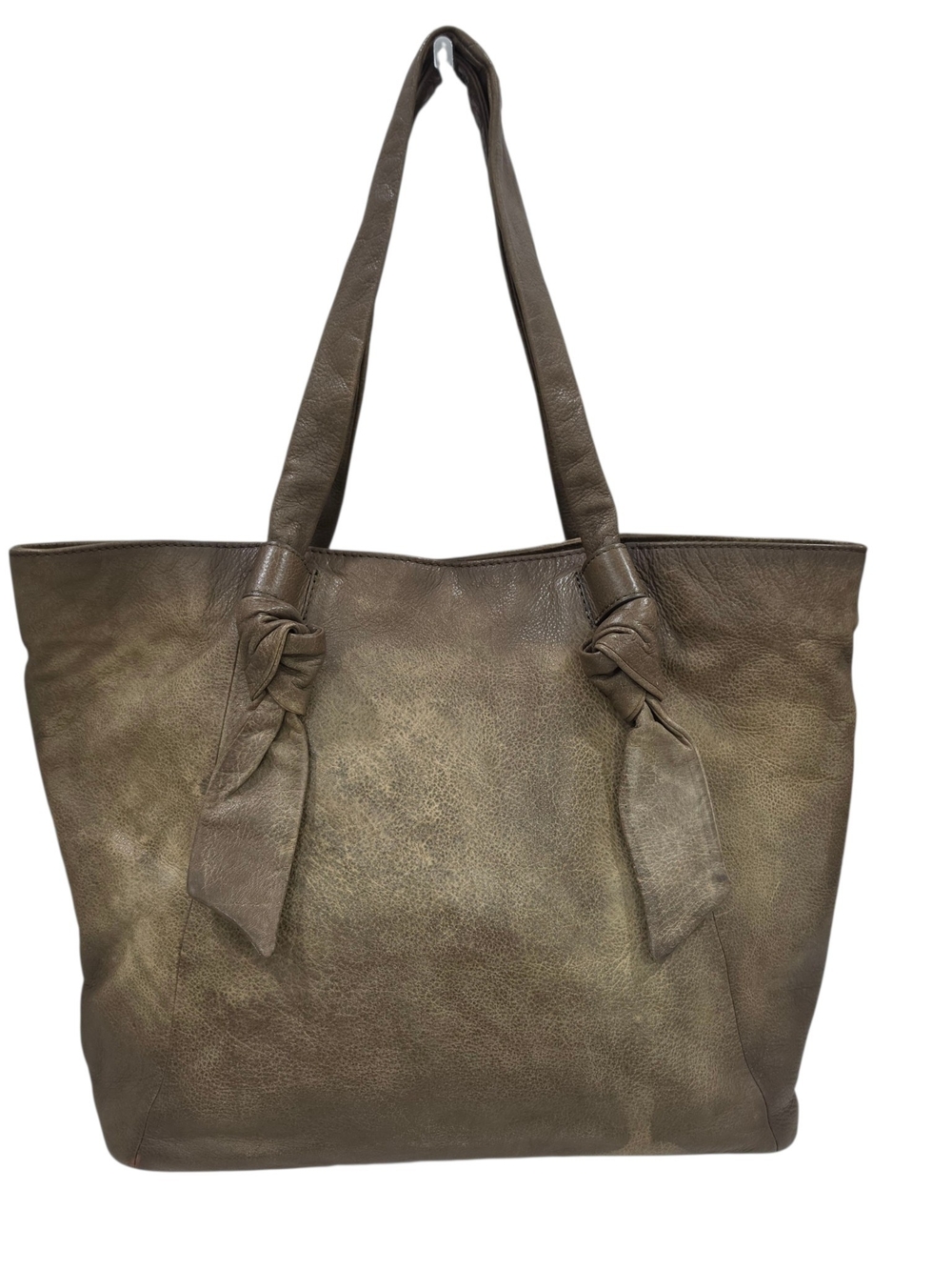 Frye Olive Leather Tote with Knot Shoulder Straps